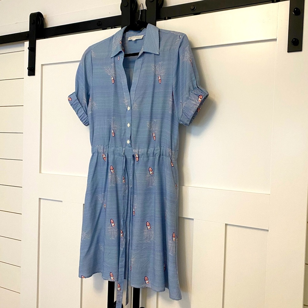 COREY LYNN CALTER Blue and White Size Small Speed Boat Dress